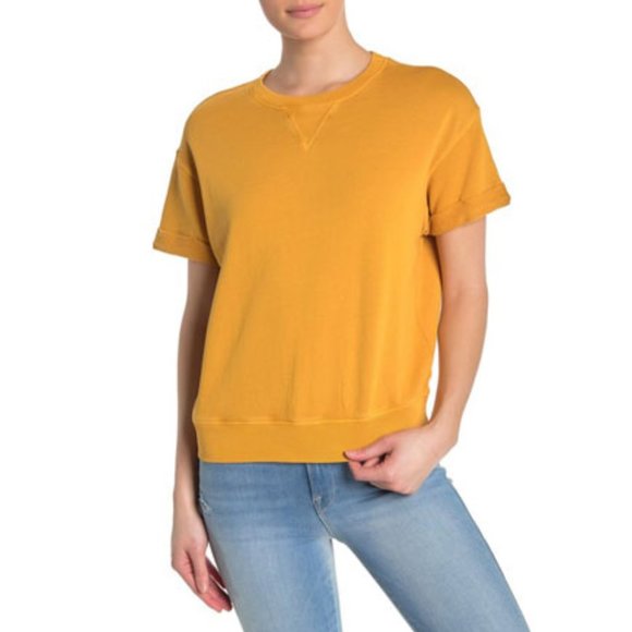 FRAME Rolled Short Sleeve Sweatshirt